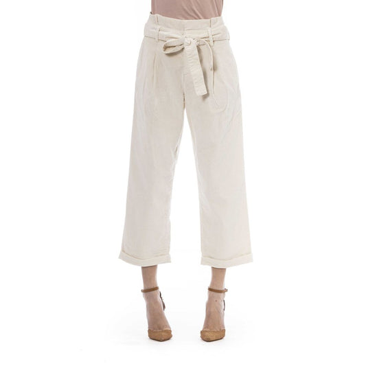 Beige Cotton Women's Trouser