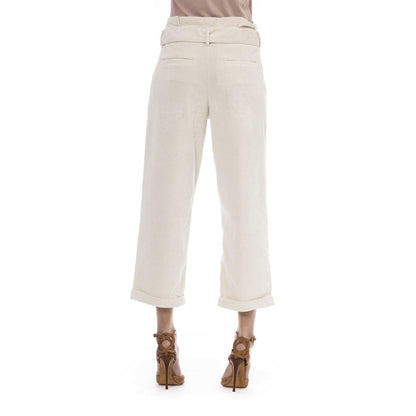 Beige Cotton Women Jeans