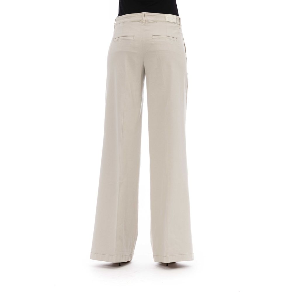 Beige Cotton Women Pant