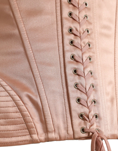 Elegant Pink Lace-Up Corset Belt