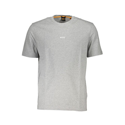 Sleek Gray Organic Cotton Tee with Logo