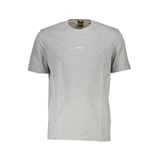 Sleek Gray Organic Cotton Tee with Logo