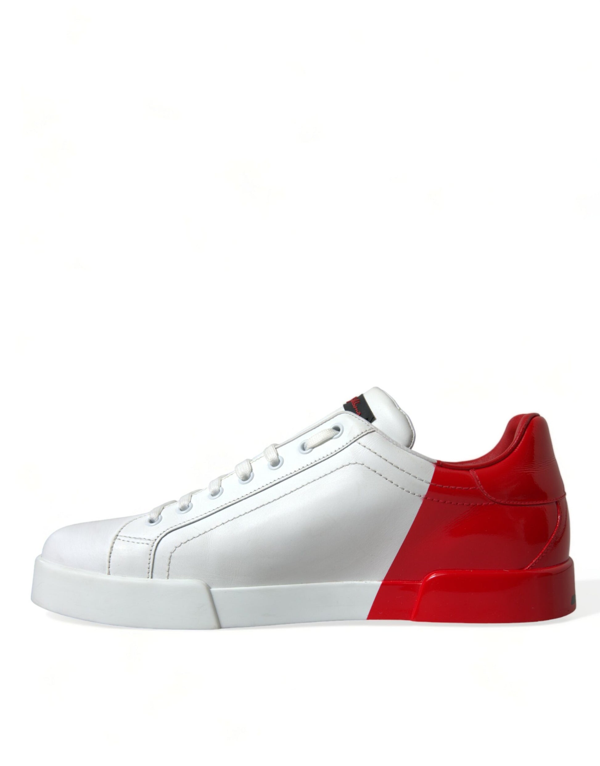 Elegant White and Red Calfskin Sneakers