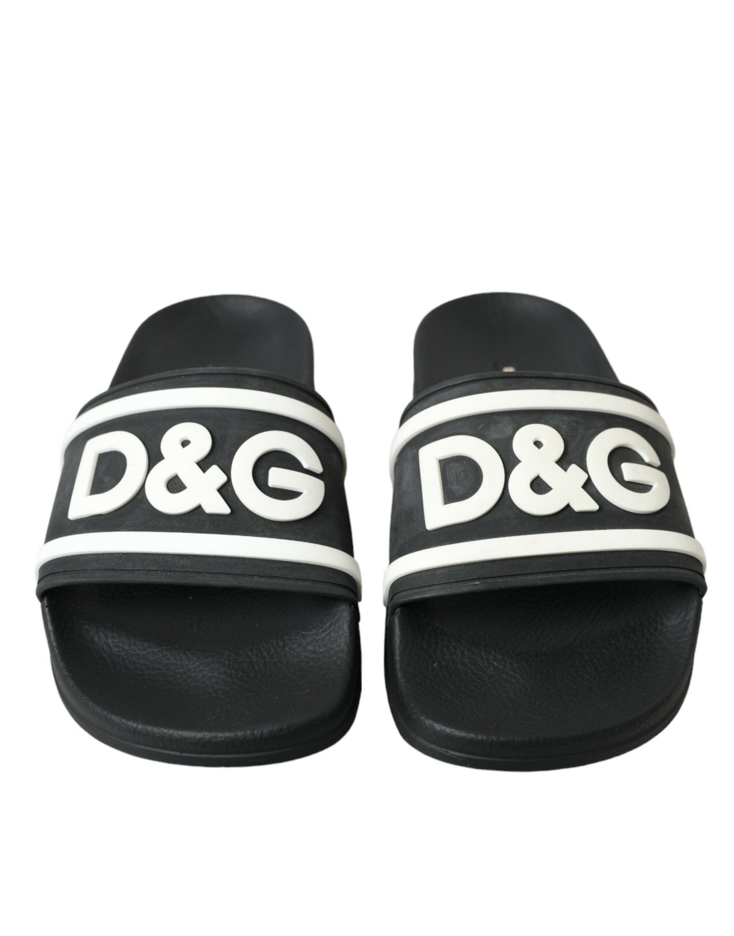 Chic Logo-Embossed Black Slides for Elegant Comfort