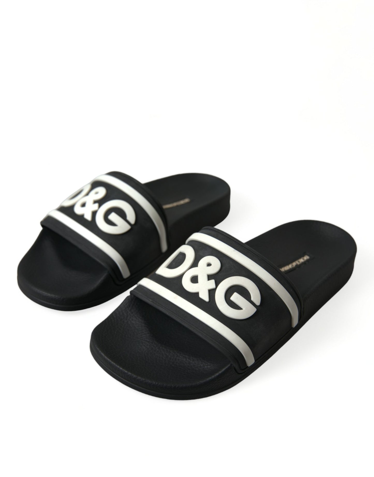 Chic Logo-Embossed Black Slides for Elegant Comfort