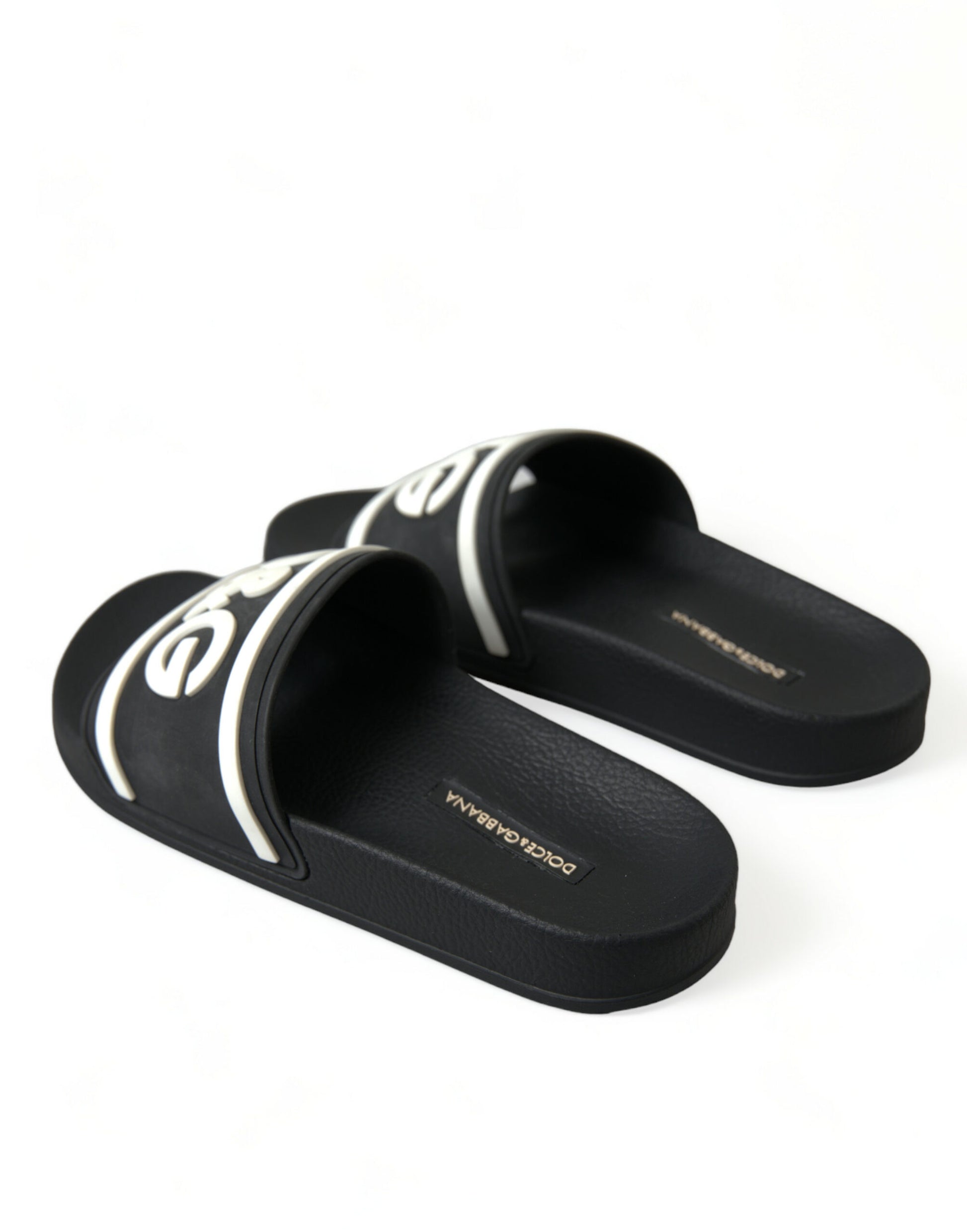 Chic Logo-Embossed Black Slides for Elegant Comfort