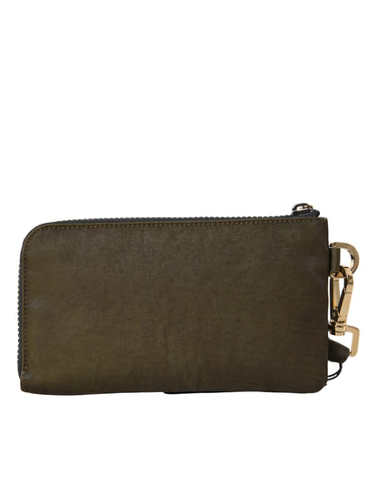 Elegant Dark Green Nylon-Leather Pouch