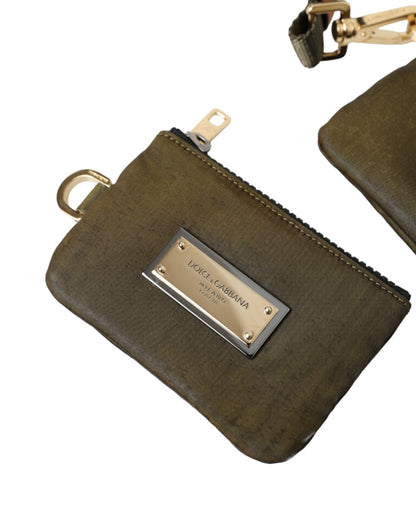 Elegant Dark Green Nylon-Leather Pouch