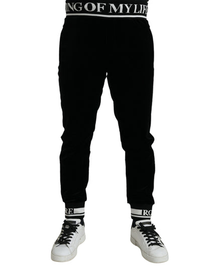 Sleek Black Velvet Joggers - Timeless Elegance