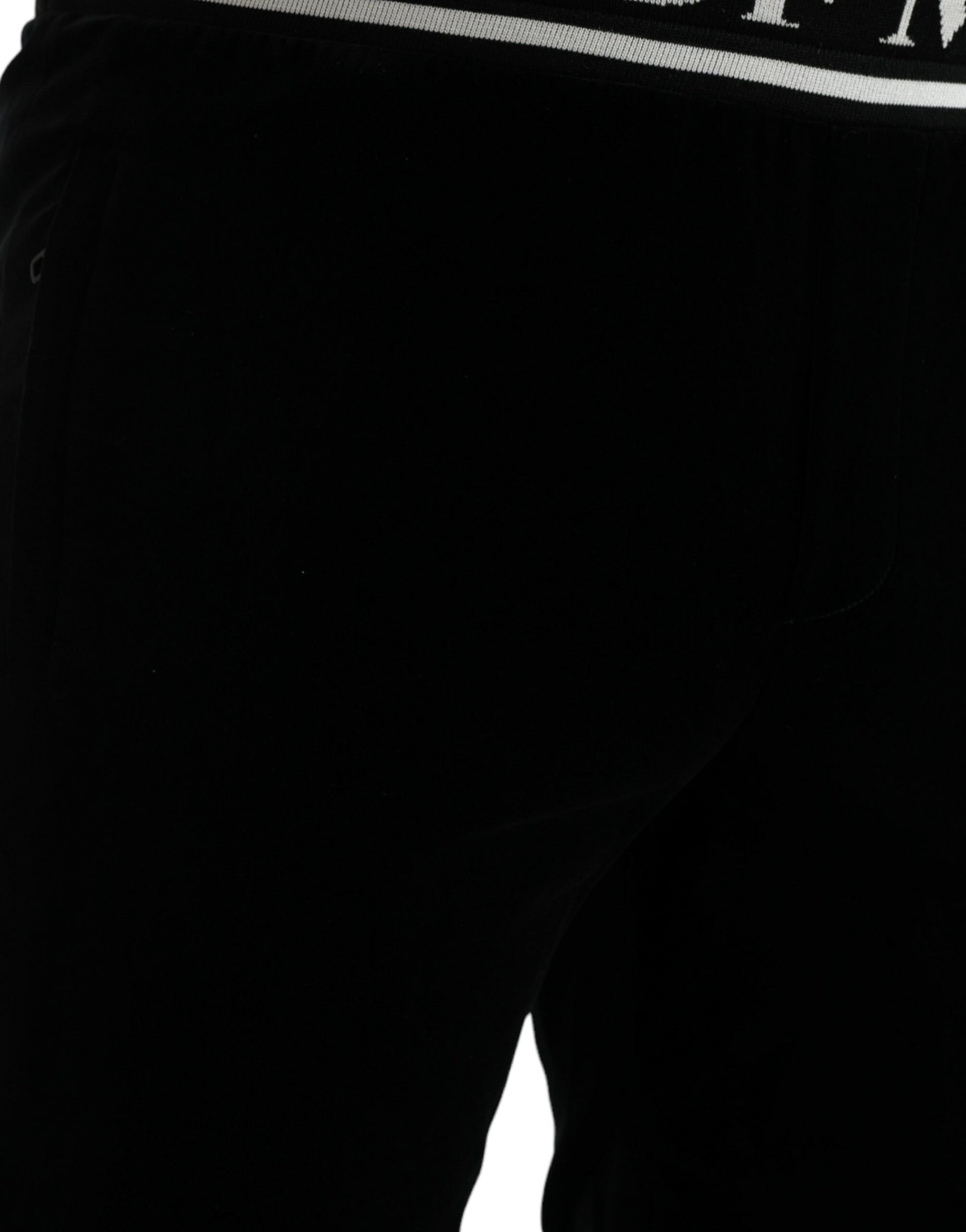 Sleek Black Velvet Joggers - Timeless Elegance