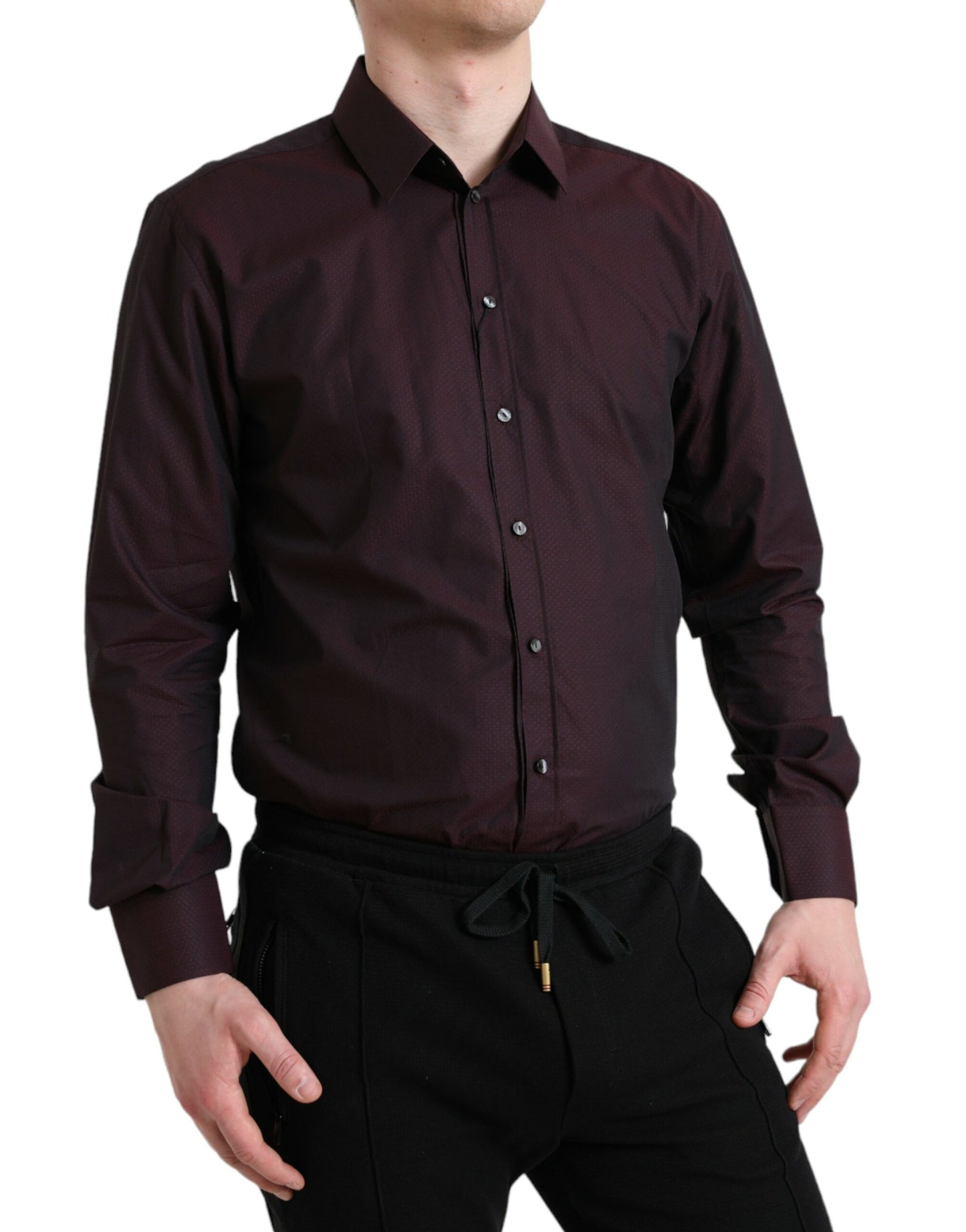 Elegant Maroon Martini Dress Shirt