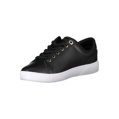 Chic Black Lace-Up Sneakers with Contrast Sole