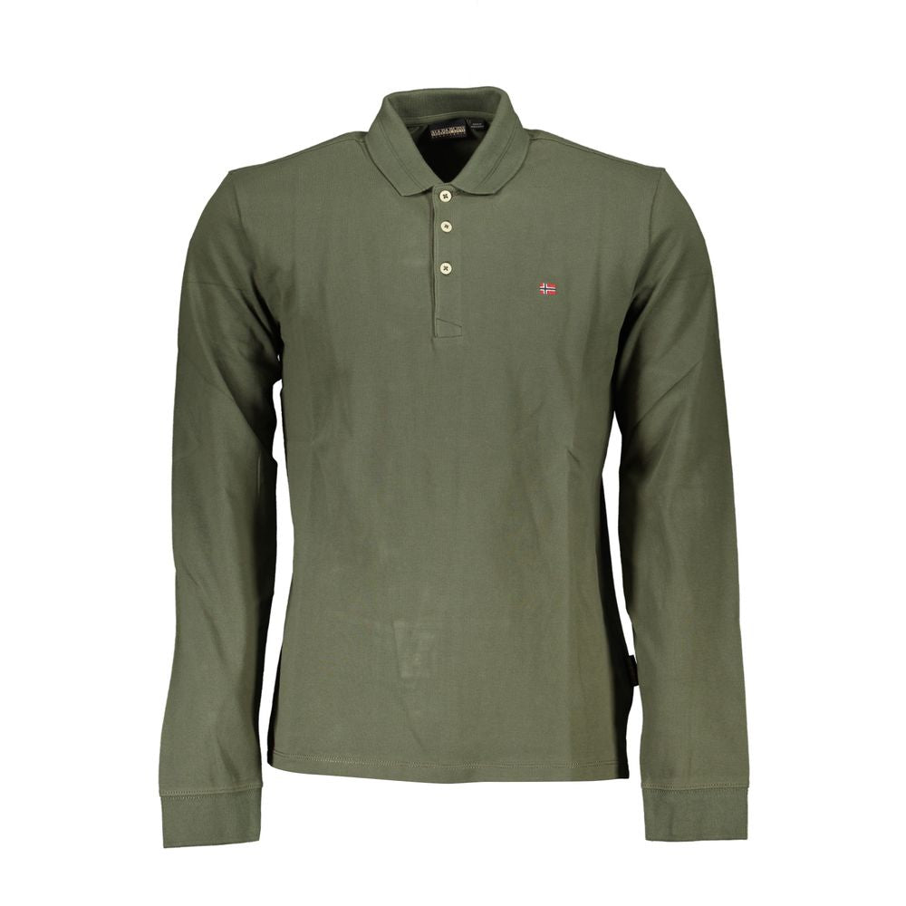 Green Cotton Men Polo Shirt