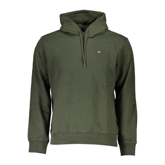 Chic Green Fleece Hooded Sweatshirt - Regular Fit