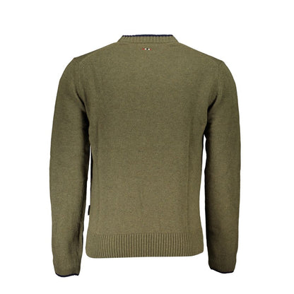 Elegant Crew Neck Green Sweater