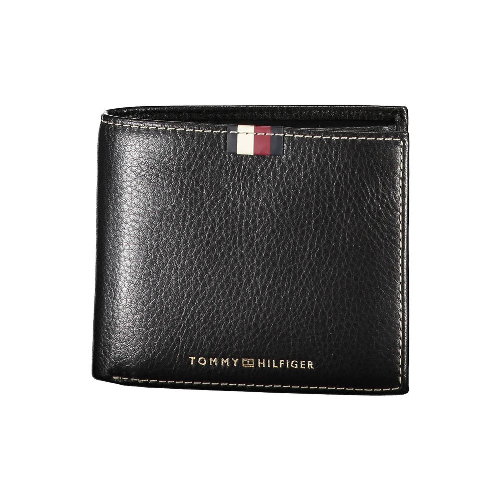 Elegant Black Leather Dual-Compartment Wallet