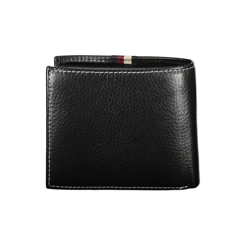 Elegant Black Leather Dual-Compartment Wallet