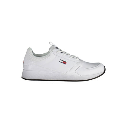 Sleek White Lace-Up Sneakers with Contrast Detail