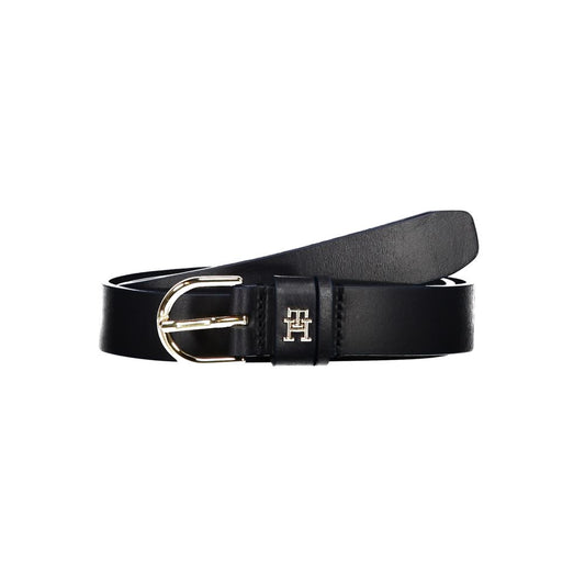 Elegant Blue Leather Belt with Metal Buckle