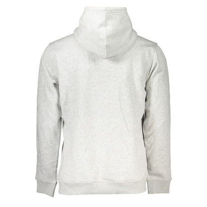 Chic Gray Fleece Hooded Sweatshirt for Men