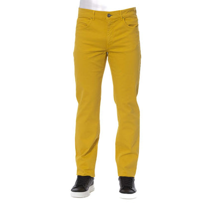 Yellow Cotton Men Pant