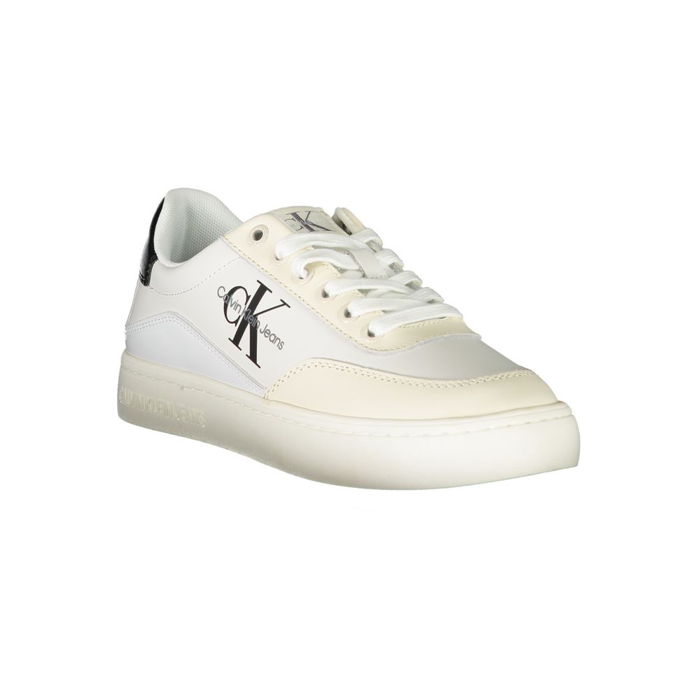 Chic White Lace-Up Sneakers with Contrast Detailing