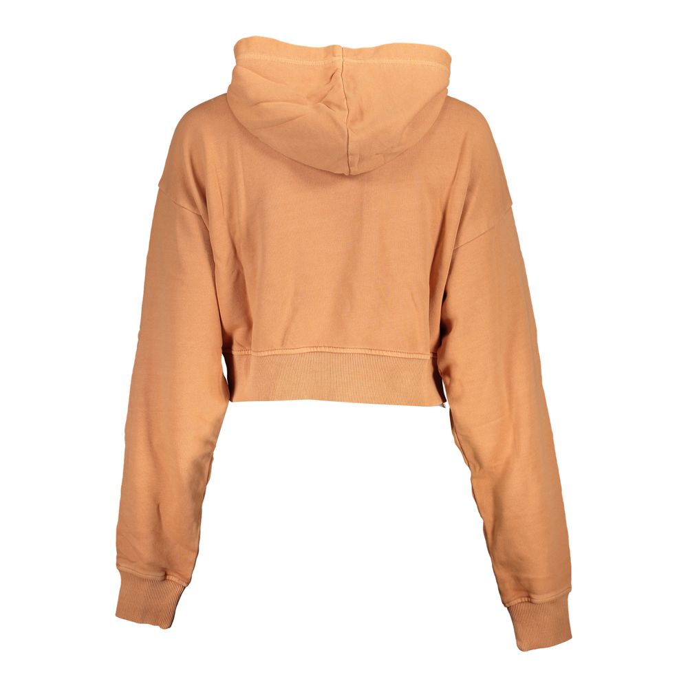 Chic Orange Hooded Sweatshirt with Embroidery