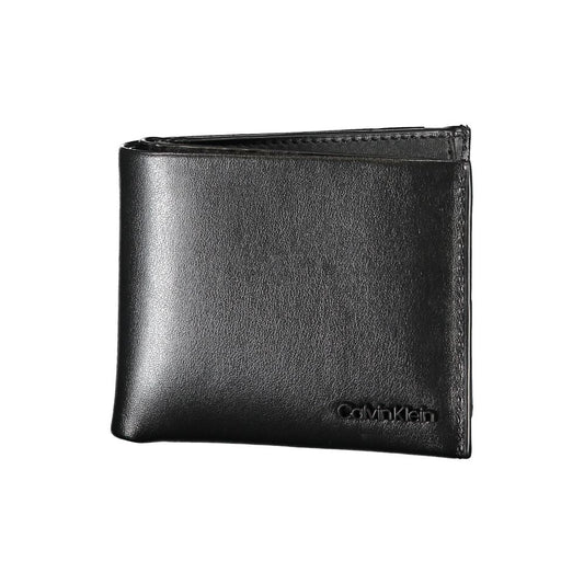 Elegant Black Leather Dual-Compartment Wallet