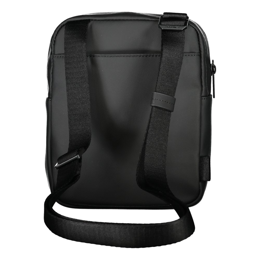 Sleek Black Recycled Polyester Shoulder Bag