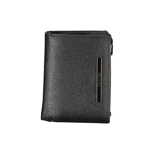 Sleek Black Leather Wallet with Coin Purse