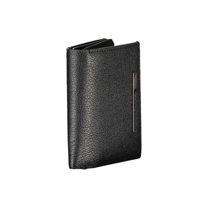 Sleek Black Leather Wallet with Coin Purse