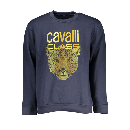 Elegant Crew Neck Fleece Sweatshirt in Blue