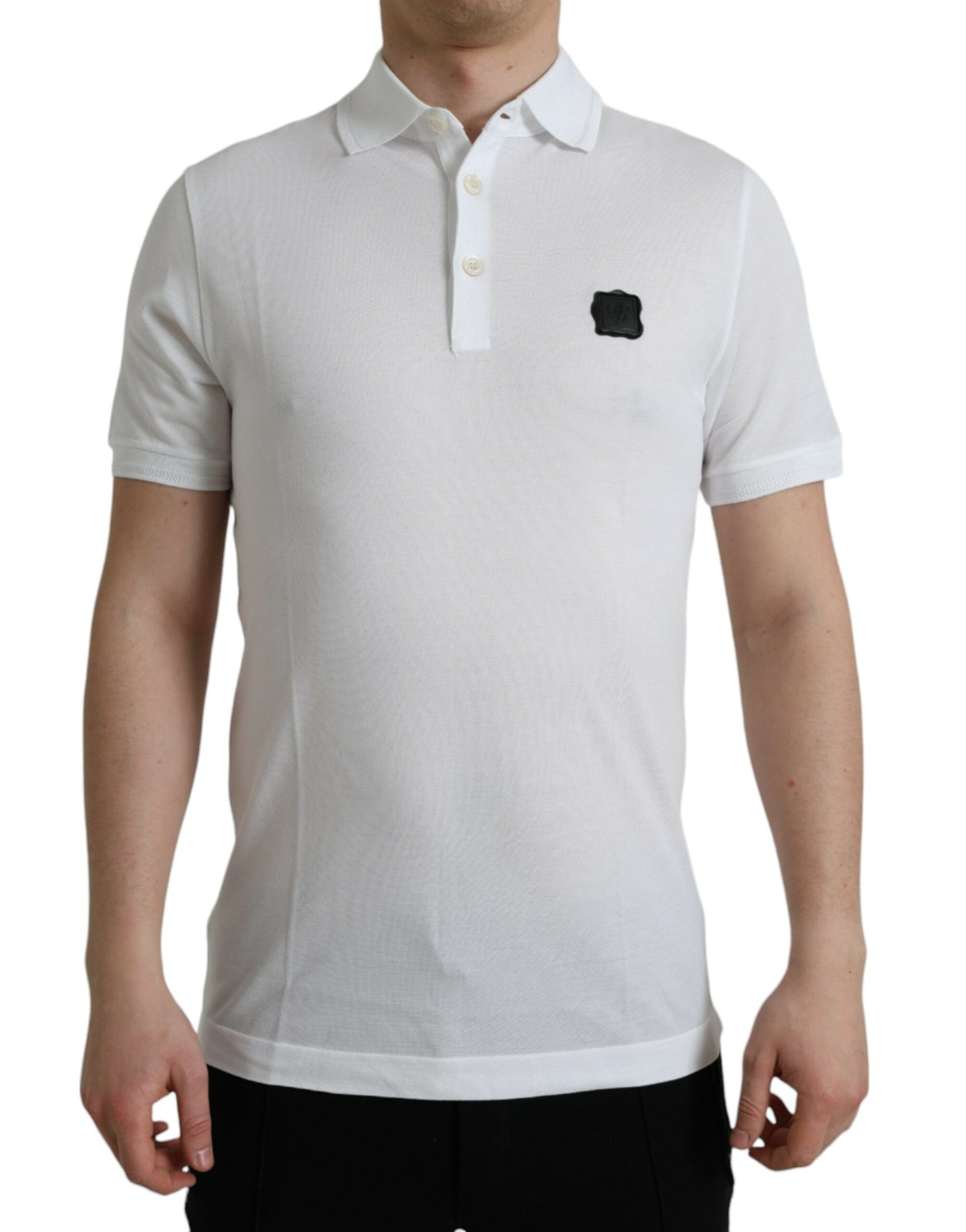 Elegant White Cotton Polo T-Shirt