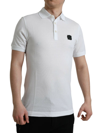 Elegant White Cotton Polo T-Shirt