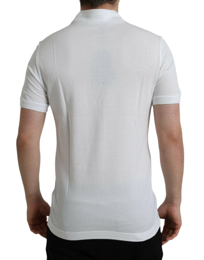 Elegant White Cotton Polo T-Shirt