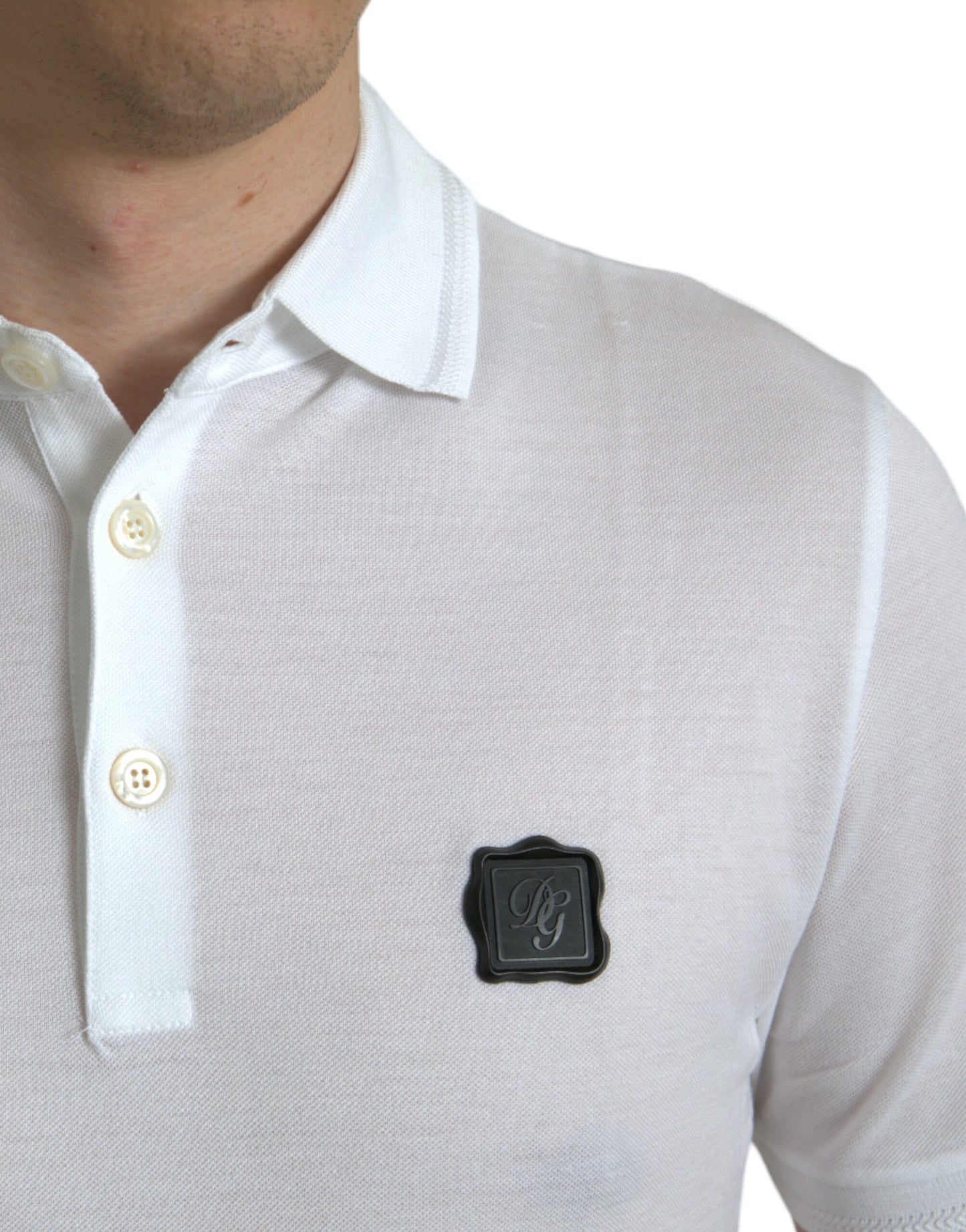 Elegant White Cotton Polo T-Shirt