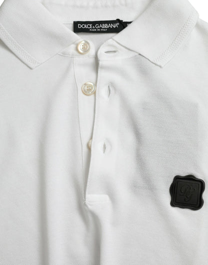 Elegant White Cotton Polo T-Shirt