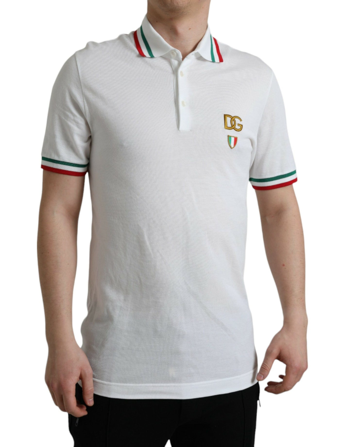 Elegant White Cotton Polo with Logo Detail