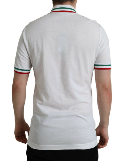 Elegant White Cotton Polo with Logo Detail