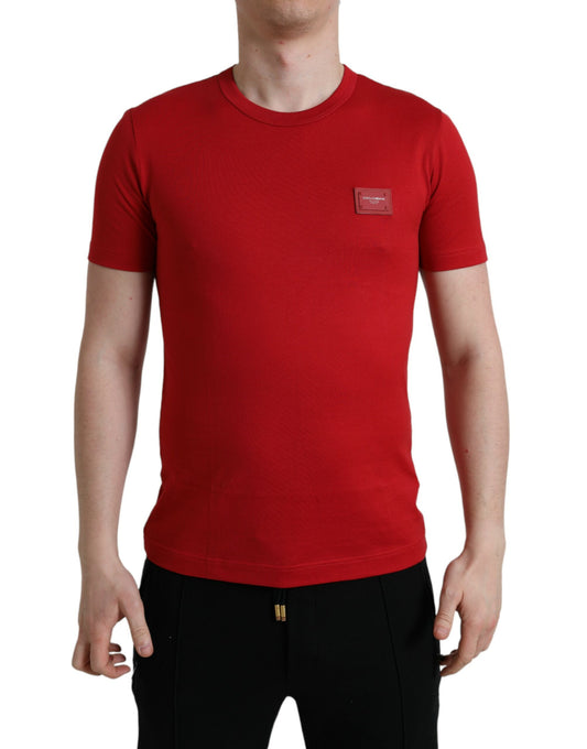 Stunning Crew Neck Logo Tee in Red