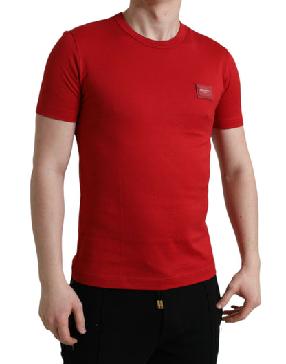 Stunning Crew Neck Logo Tee in Red