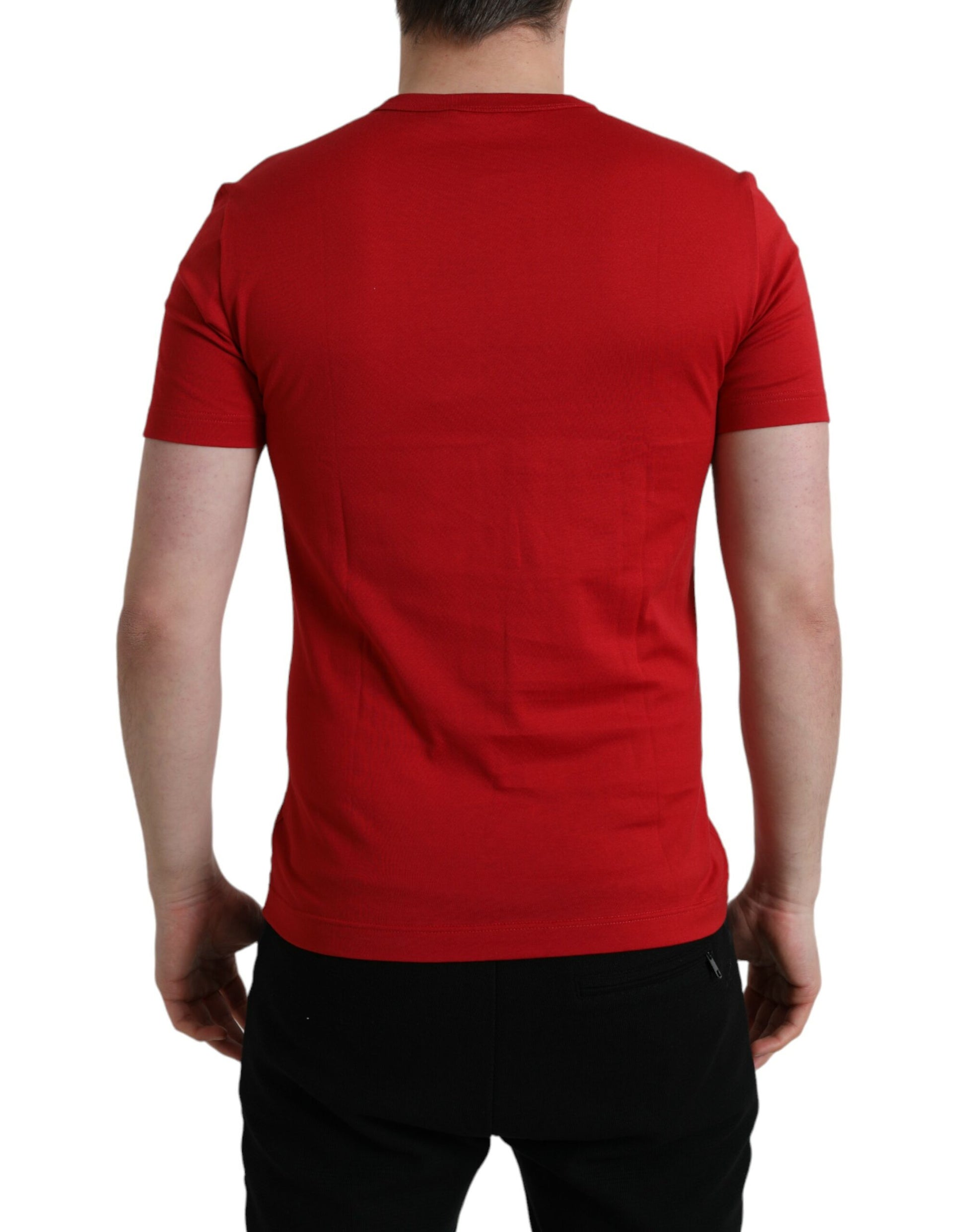 Stunning Crew Neck Logo Tee in Red