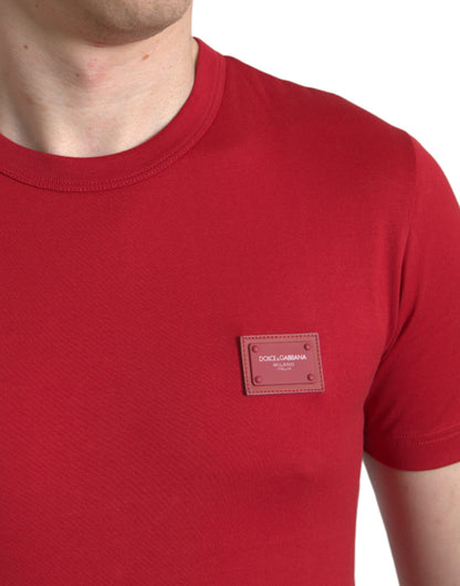 Stunning Crew Neck Logo Tee in Red