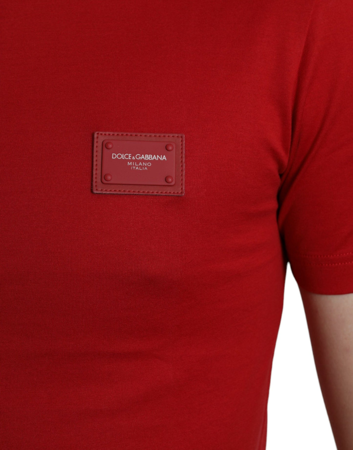 Stunning Crew Neck Logo Tee in Red