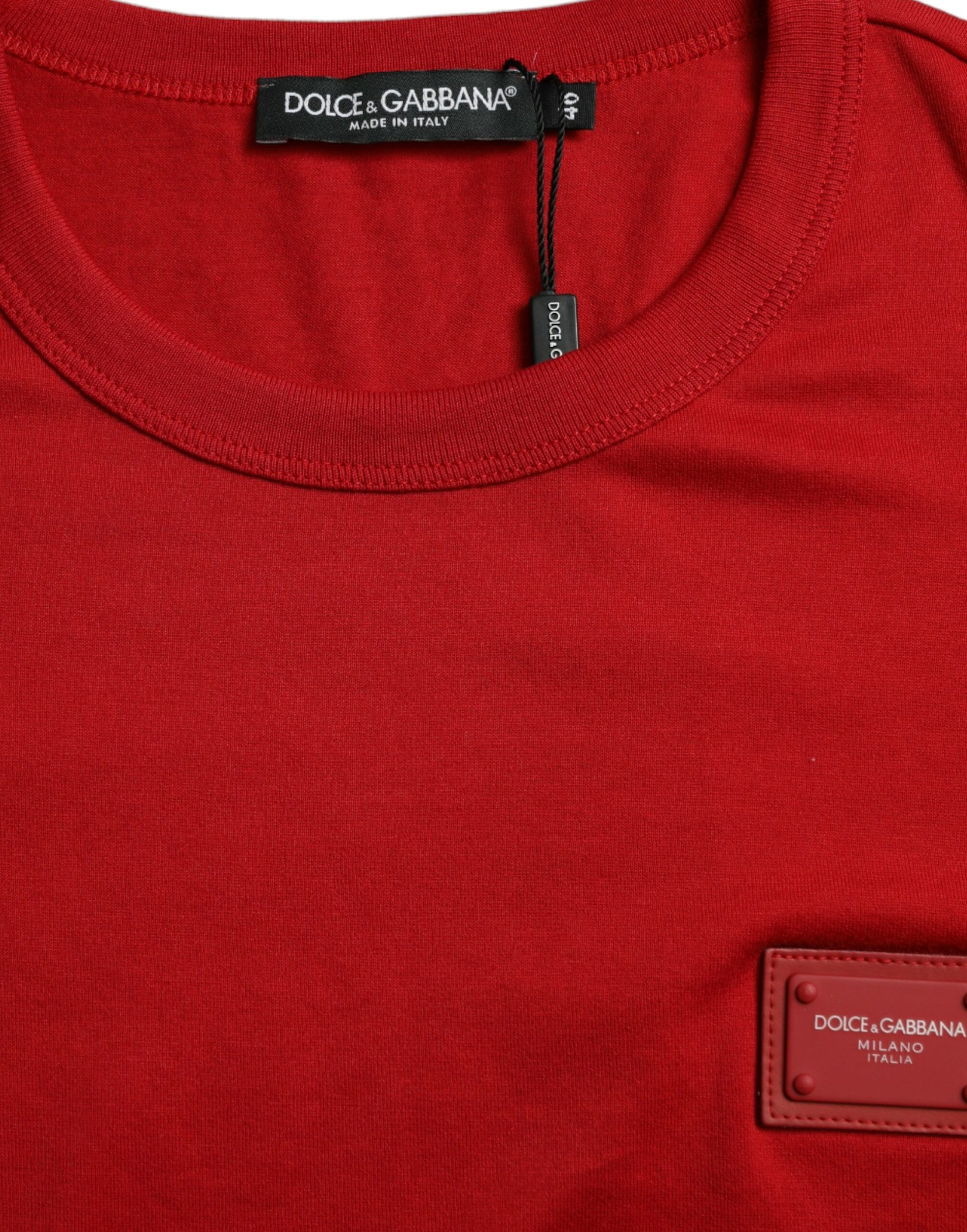 Stunning Crew Neck Logo Tee in Red