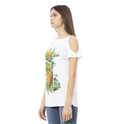 White Cotton Women T-Shirt