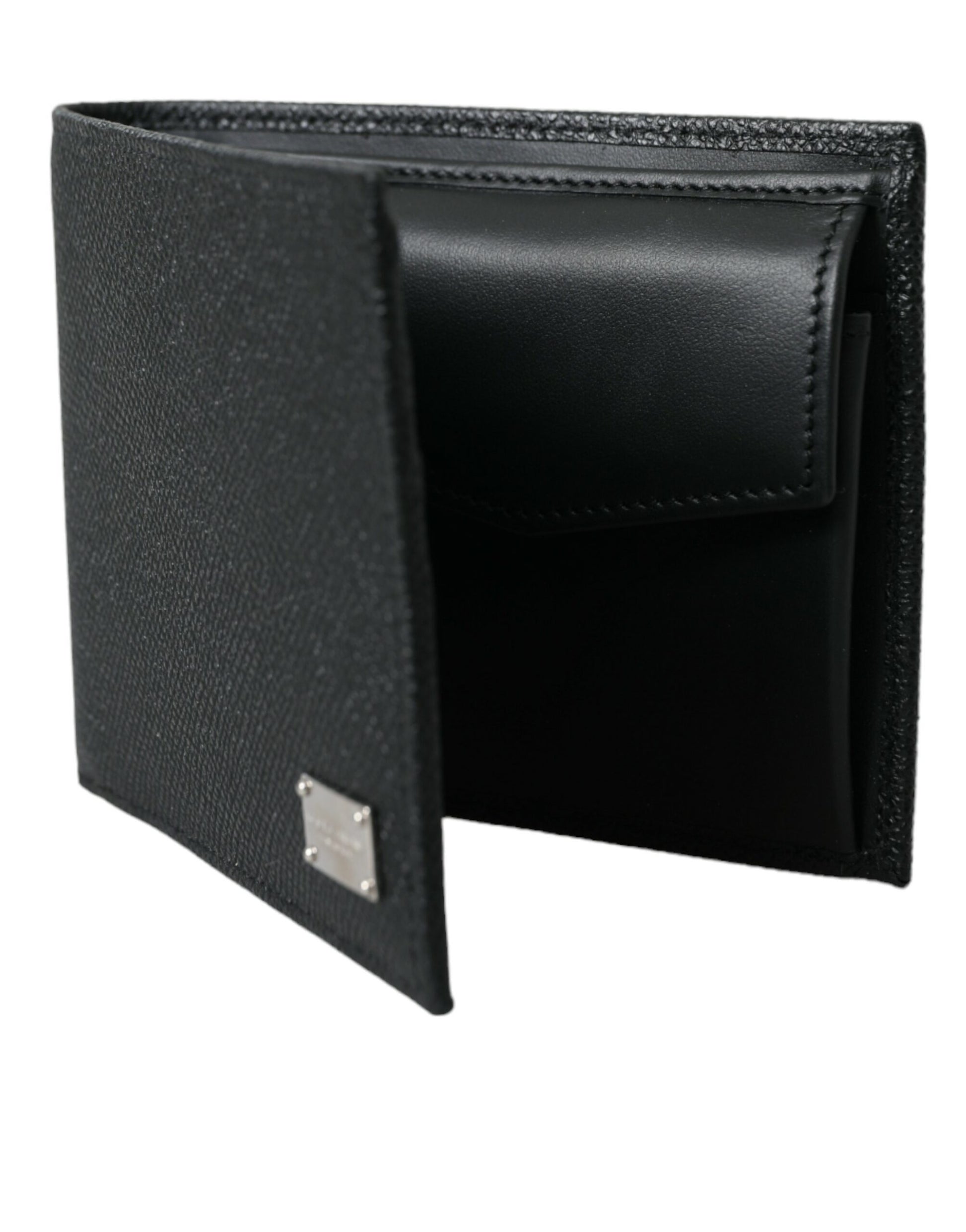 Sleek Black Calf Leather Bifold Wallet