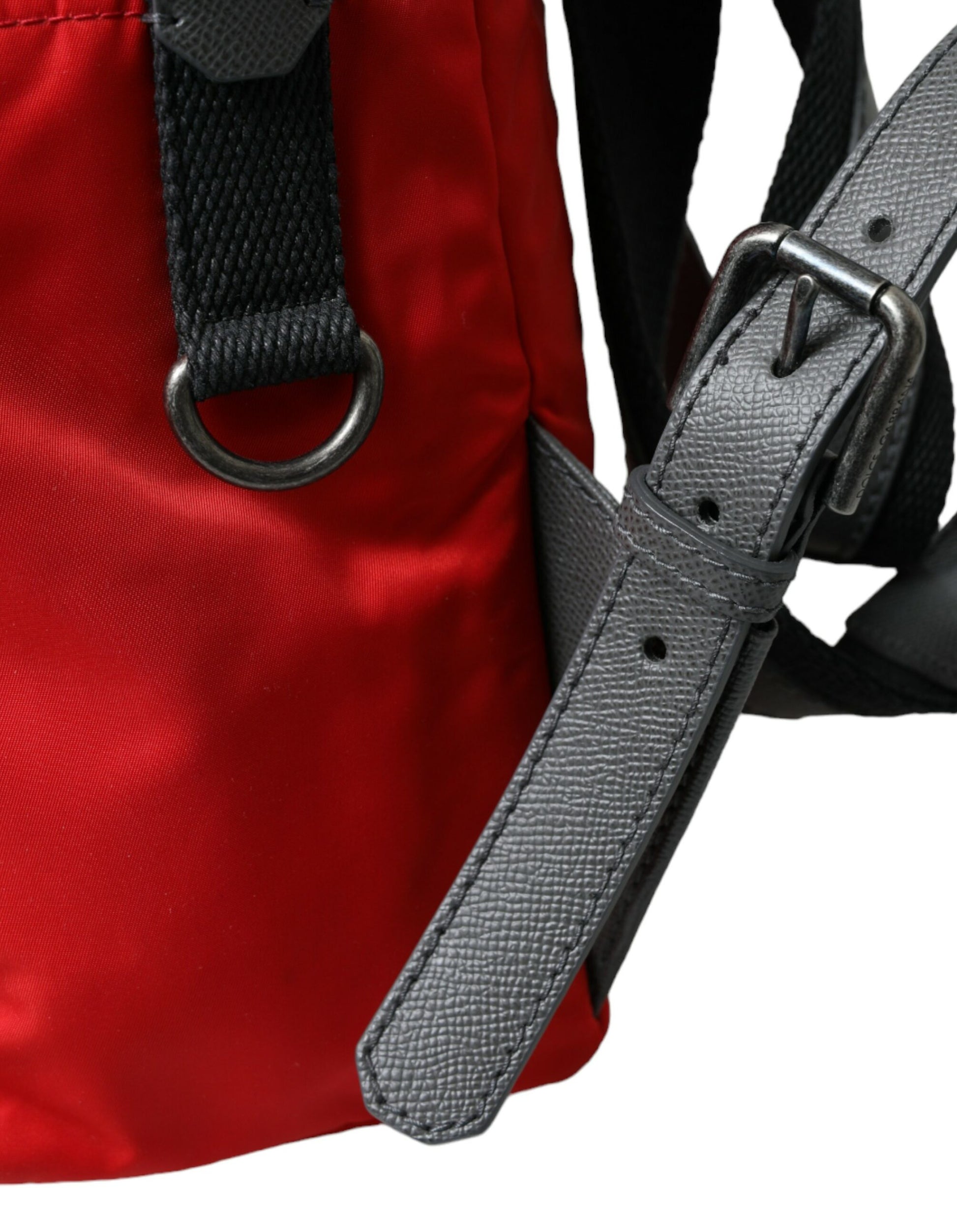 Elegant Red Nylon-Leather Backpack