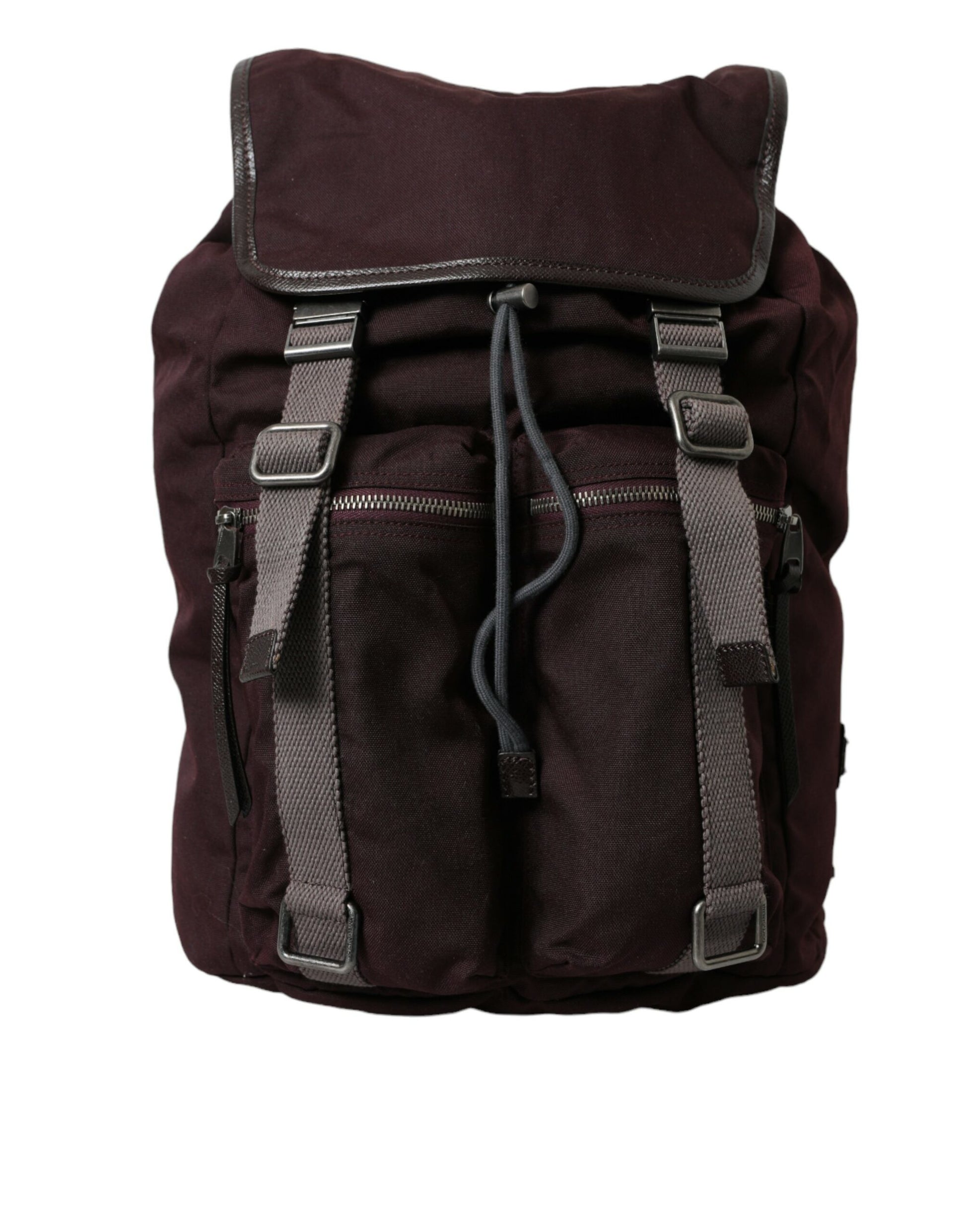 Elegant Maroon Nylon Leather Backpack