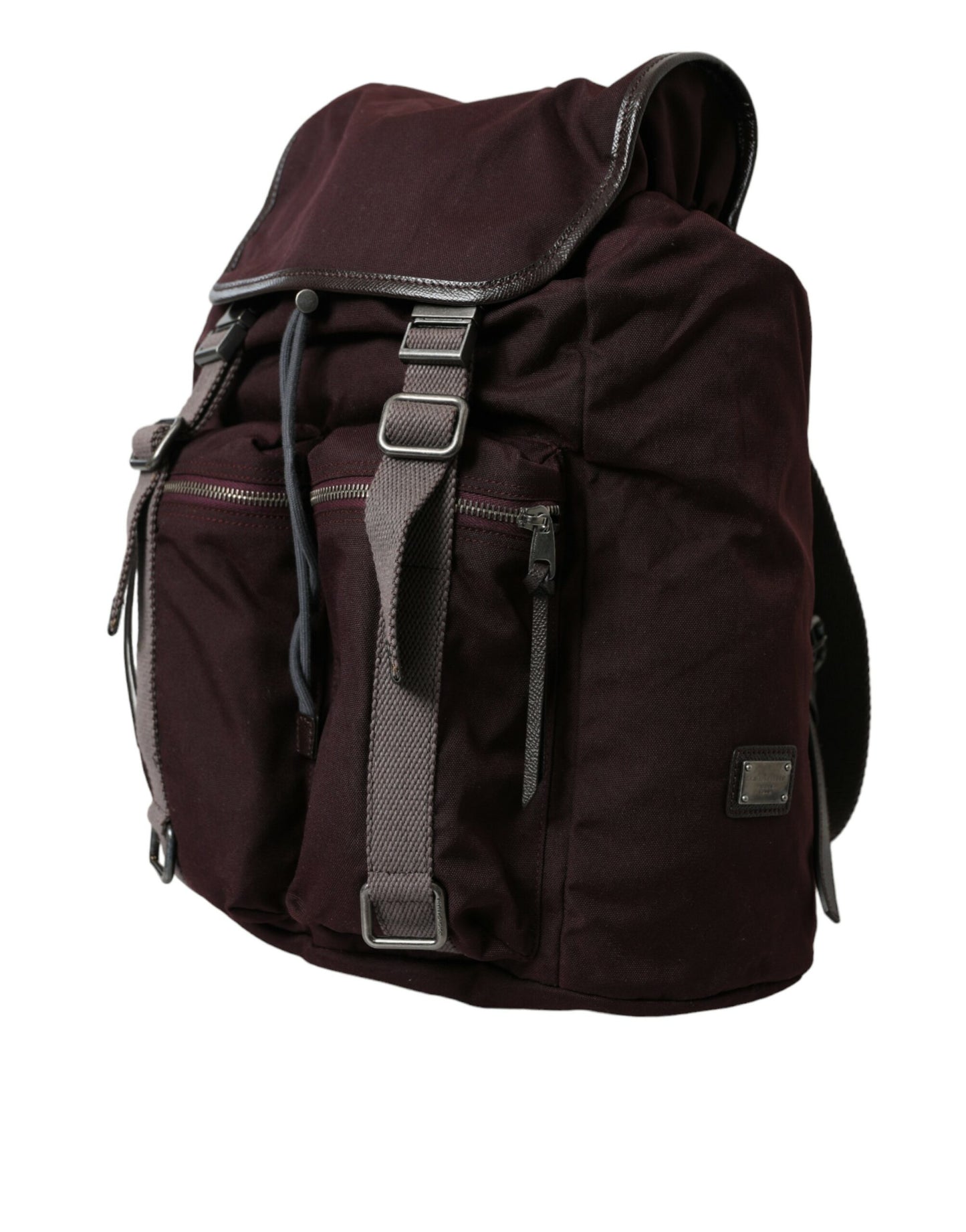 Elegant Maroon Nylon Leather Backpack